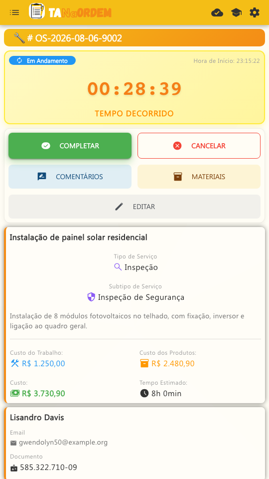 Prévia do aplicativo